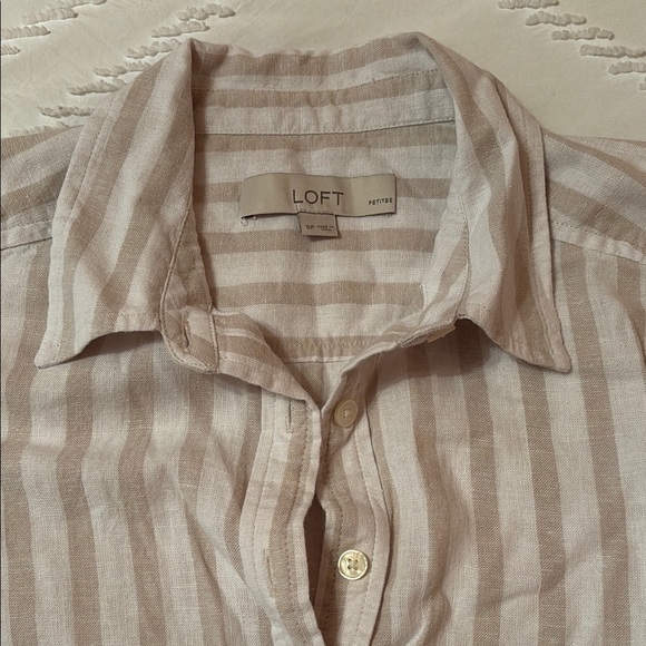 LOFT Striped Button-Up Shirt with Tie Front - Picture 2 of 4